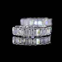 14K White Gold Emerald Cut Lab Diamond Huggie Earrings - 1.59 Total Carat Weight, E-F Color, VS Clarity, Prong Set - Covaloro Fine Jewelry