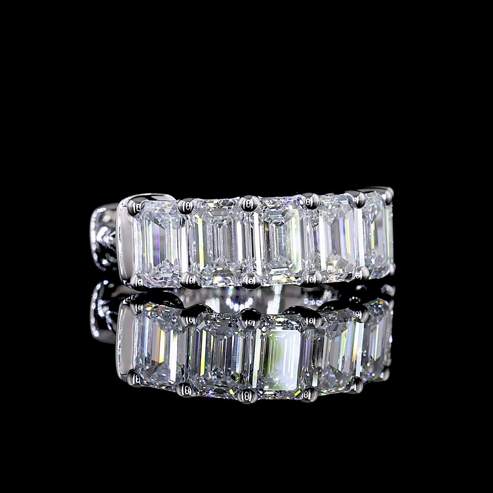 14K White Gold Emerald Cut Lab Diamond Huggie Earrings - 1.89 Carat Total Weight, E-F Color, VS Clarity, Prong Set - Covaloro Fine Jewelry