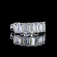 14K White Gold Emerald Cut Lab Diamond Huggie Earrings - 12 Stones, 1.98 Carat Total Weight, E-F VS1 - Covaloro Fine Jewelry