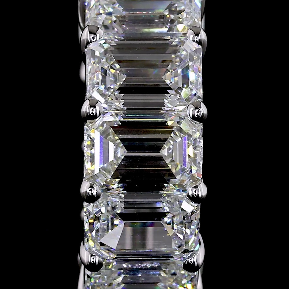 14K White Gold Emerald Cut Lab Diamond Huggie Earrings - 5.18 Carats Total Diamond Weight, E-F Color, VS Clarity - Covaloro Fine Jewelry