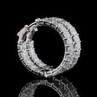 14K White Gold Emerald Cut Lab Diamond Huggie Earrings with Prong Setting - 8.60 Carat Total Weight (E-F Color, VS1 Clarity) - Covaloro Fine Jewelry