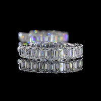 14K White Gold Emerald Cut Lab Diamond Huggie Earrings with Prong Setting - 8.60 Carat Total Weight (E-F Color, VS1 Clarity) - Covaloro Fine Jewelry