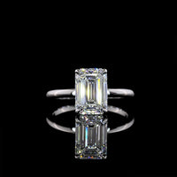 14K White Gold Emerald Cut Lab Diamond Ring with Hidden Halo - 2.83 Carat Total Weight, Center 2.73 Carat F VVS2, IGI Certified - Covaloro Fine Jewelry