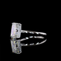 14K White Gold Emerald Cut Lab Diamond Ring with Hidden Halo - 2.83 Carat Total Weight, Center 2.73 Carat F VVS2, IGI Certified - Covaloro Fine Jewelry