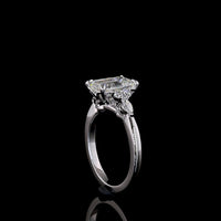 14K White Gold Emerald Cut Lab Diamond Ring with Marquise and Round Accents - 2.76 Carat Total Diamond Weight - Covaloro Fine Jewelry