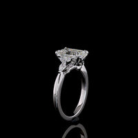 14K White Gold Emerald Cut Lab Diamond Ring with Marquise and Round Accents - 2.76 Carat Total Diamond Weight - Covaloro Fine Jewelry