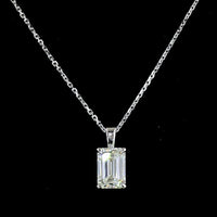 14K White Gold Emerald Cut Lab Diamond Solitaire Pendant - 1.66 Carat F VVS2 IGI Certified - Covaloro Fine Jewelry