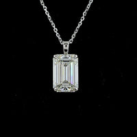 14K White Gold Emerald Cut Lab Diamond Solitaire Pendant - 3.52 Carat, IGI Certified G VS1 - Covaloro Fine Jewelry