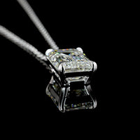 14K White Gold Emerald Cut Lab Diamond Solitaire Pendant - 3.52 Carat, IGI Certified G VS1 - Covaloro Fine Jewelry