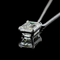 14K White Gold Emerald Cut Lab Diamond Solitaire Pendant - 3.52 Carat, IGI Certified G VS1 - Covaloro Fine Jewelry