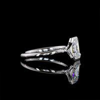 14K White Gold Emerald Cut Lab Diamond Solitaire Ring with Half Bezel Setting - 1.22 Carat Total Diamond Weight, D VVS1 IGI Certified - Covaloro Fine Jewelry