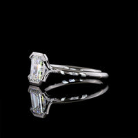 14K White Gold Emerald Cut Lab Diamond Solitaire Ring with Half Bezel Setting - 1.22 Carat Total Diamond Weight, D VVS1 IGI Certified - Covaloro Fine Jewelry