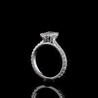 14K White Gold Emerald Cut Lab Diamond Solitaire Ring with North-South Diamond Shank - 2.69 Carats Total Diamond Weight, E-F Color VS1 Clarity, IGI Certified - Covaloro Fine Jewelry