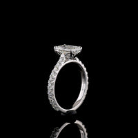 14K White Gold Emerald Cut Lab Diamond Solitaire Ring with North-South Diamond Shank - 2.69 Carats Total Diamond Weight, E-F Color VS1 Clarity, IGI Certified - Covaloro Fine Jewelry