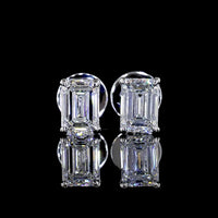 14K White Gold Emerald Cut Lab Diamond Stud Earrings - 0.95 Carat Total Weight, E-F Color VS Clarity with 4-Prong Setting - Covaloro Fine Jewelry