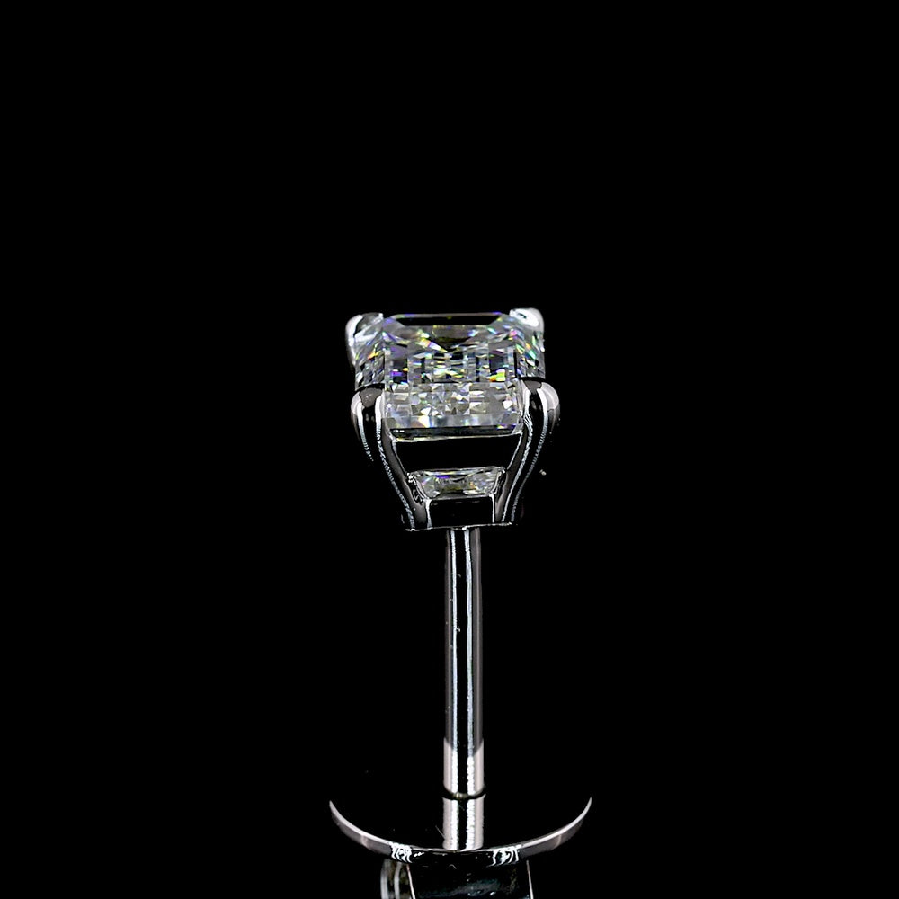 14K White Gold Emerald Cut Lab Diamond Stud Earrings - 0.95 Carat Total Weight, E-F Color VS Clarity with 4-Prong Setting - Covaloro Fine Jewelry