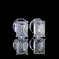 14K White Gold Emerald Cut Lab Diamond Stud Earrings - 0.97 Carat Total Weight, E-F Color, VS Clarity - Covaloro Fine Jewelry