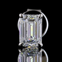 14K White Gold Emerald Cut Lab Diamond Stud Earrings - 0.97 Carat Total Weight, E-F Color, VS Clarity - Covaloro Fine Jewelry