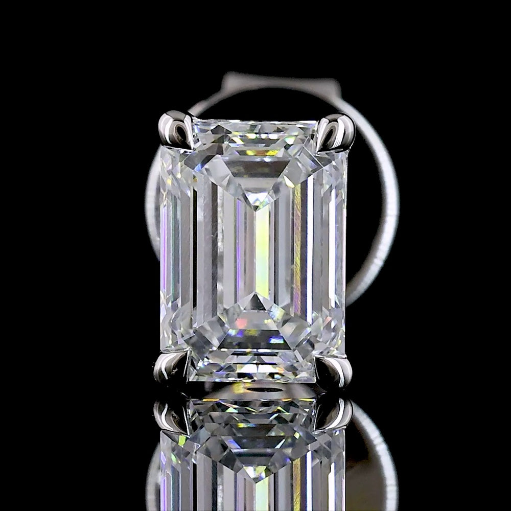 14K White Gold Emerald Cut Lab Diamond Stud Earrings - 0.97 Carat Total Weight, E-F Color, VS Clarity - Covaloro Fine Jewelry