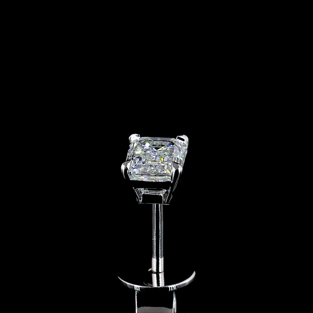 14K White Gold Emerald Cut Lab Diamond Stud Earrings - 0.97 Carat Total Weight, E-F Color, VS Clarity - Covaloro Fine Jewelry