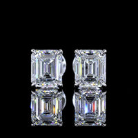 14K White Gold Emerald Cut Lab Diamond Stud Earrings - 1.82 Carat Total Weight with D VVS1 Clarity and Prong Setting - Covaloro Fine Jewelry