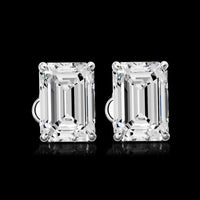 14K White Gold Emerald Cut Lab Diamond Stud Earrings - 10.06 Total Carat Weight, D vs E Color, VS1 Clarity, IGI Certified with Push Backs - Covaloro Fine Jewelry