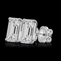 14K White Gold Emerald Cut Lab Diamond Stud Earrings - 10.06 Total Carat Weight, D vs E Color, VS1 Clarity, IGI Certified with Push Backs - Covaloro Fine Jewelry