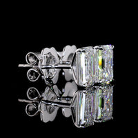 14K White Gold Emerald Cut Lab Diamond Stud Earrings - 2.02 Carat Total Weight, E-F Color VS1 Clarity - Covaloro Fine Jewelry