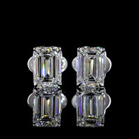14K White Gold Emerald Cut Lab Diamond Stud Earrings - 2.02 Carat Total Weight, E-F Color VS1 Clarity - Covaloro Fine Jewelry