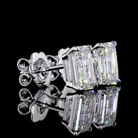 14K White Gold Emerald Cut Lab Diamond Stud Earrings - 2.51 Carat Total Weight, D VVS1/VVS2, IGI Certified, North-South Prong Setting - Covaloro Fine Jewelry
