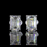 14K White Gold Emerald Cut Lab Diamond Stud Earrings - 2.51 Carat Total Weight, D VVS1/VVS2, IGI Certified, North-South Prong Setting - Covaloro Fine Jewelry