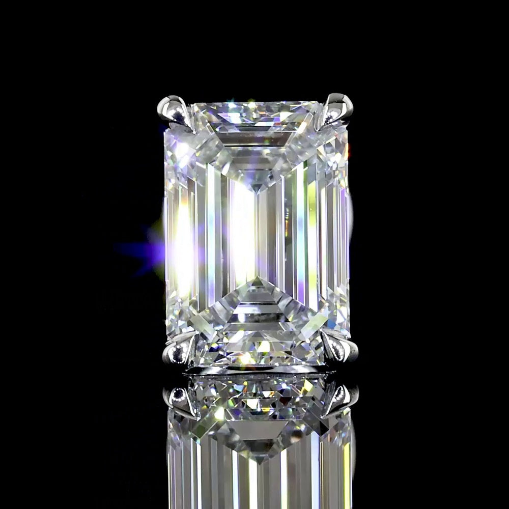 14K White Gold Emerald Cut Lab Diamond Stud Earrings - 3.03 Total Carat Weight, E-F Color, VVS2 Clarity, North-South Prong Setting - Covaloro Fine Jewelry
