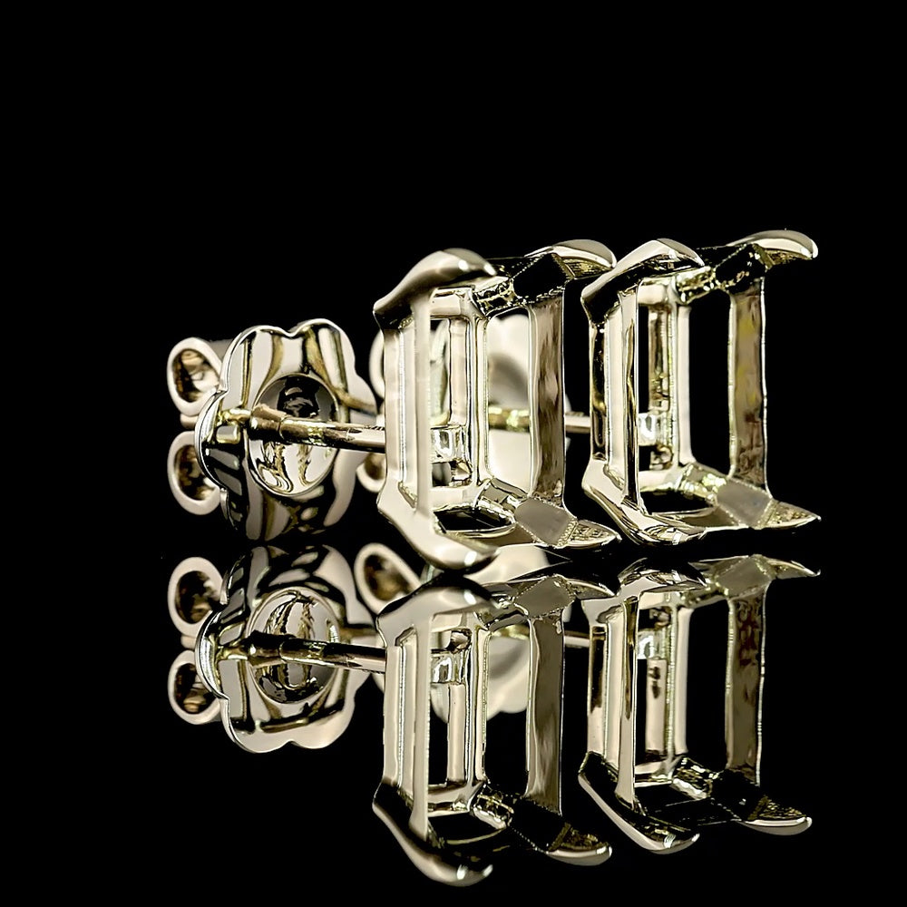 14K White Gold Emerald Cut Lab Diamond Stud Earrings - 4.02 Carats Total Weight, GIA Certified D VS1 - Covaloro Fine Jewelry