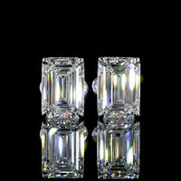 14K White Gold Emerald Cut Lab Diamond Stud Earrings - 4.2 Carats Total Diamond Weight (2.11 Carats & 2.09 Carats Stones, F Color, VVS2 Clarity) - Covaloro Fine Jewelry