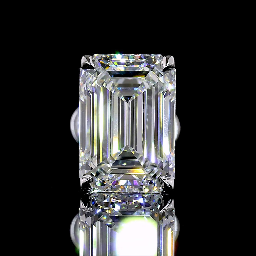 14K White Gold Emerald Cut Lab Diamond Stud Earrings - 4.2 Carats Total Diamond Weight (2.11 Carats & 2.09 Carats Stones, F Color, VVS2 Clarity) - Covaloro Fine Jewelry