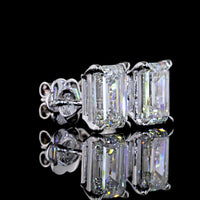 14K White Gold Emerald Cut Lab Diamond Stud Earrings - 4.52 Carat Total Weight (E VVS1/VVS2, IGI Certified) - Covaloro Fine Jewelry