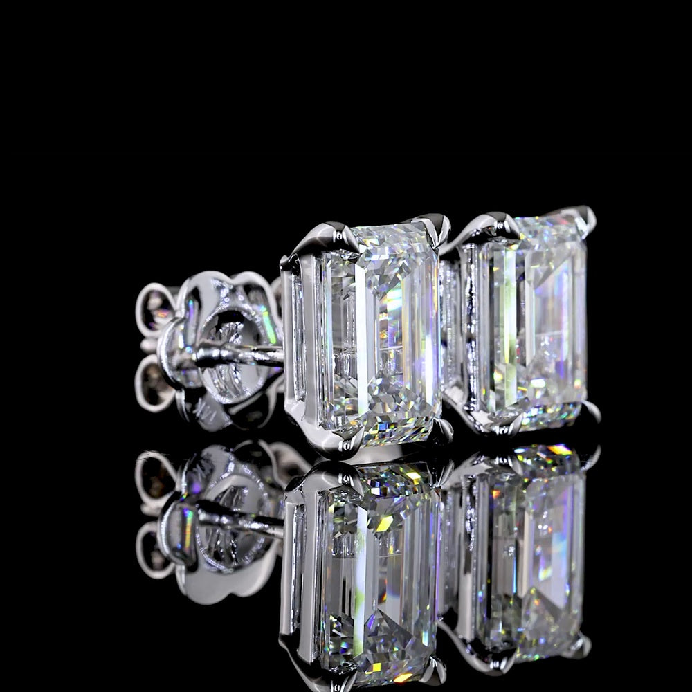 14K White Gold Emerald Cut Lab Diamond Stud Earrings - 4.52 Carat Total Weight (E VVS1/VVS2, IGI Certified) - Covaloro Fine Jewelry