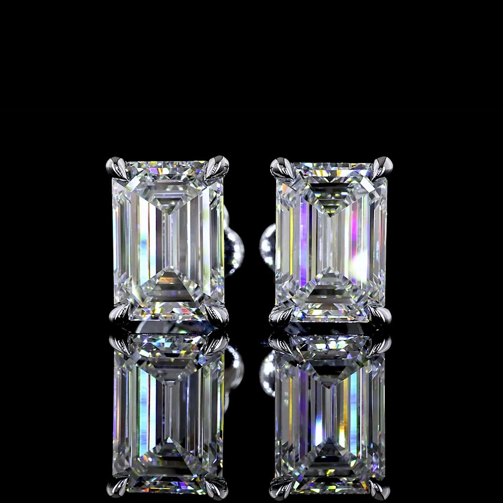 14K White Gold Emerald Cut Lab Diamond Stud Earrings - 4.52 Carat Total Weight (E VVS1/VVS2, IGI Certified) - Covaloro Fine Jewelry