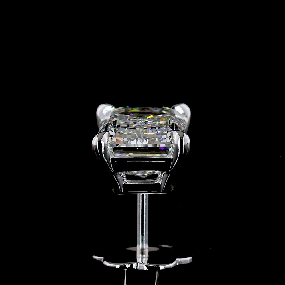 14K White Gold Emerald Cut Lab Diamond Stud Earrings - 4.52 Carat Total Weight (E VVS1/VVS2, IGI Certified) - Covaloro Fine Jewelry