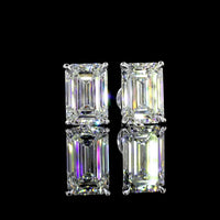 14K White Gold Emerald Cut Lab Diamond Stud Earrings - 5.04 Carats Total Diamond Weight (E VVS2 & F VS1) - Covaloro Fine Jewelry