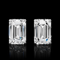 14K White Gold Emerald Cut Lab Diamond Stud Earrings - 6.04 Carat Total Weight, E VVS2 Clarity, IGI Certified - Covaloro Fine Jewelry