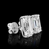 14K White Gold Emerald Cut Lab Diamond Stud Earrings - 6.04 Carat Total Weight, E VVS2 Clarity, IGI Certified - Covaloro Fine Jewelry