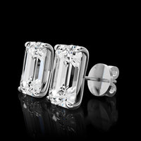 14K White Gold Emerald Cut Lab Diamond Stud Earrings - 6.04 Carat Total Weight, E VVS2 Clarity, IGI Certified - Covaloro Fine Jewelry
