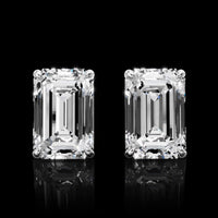 14K White Gold Emerald Cut Lab Diamond Stud Earrings - 7.06 Carat Total Weight, IGI Certified E VVS2 - Covaloro Fine Jewelry