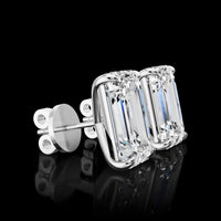 14K White Gold Emerald Cut Lab Diamond Stud Earrings - 7.06 Carat Total Weight, IGI Certified E VVS2 - Covaloro Fine Jewelry