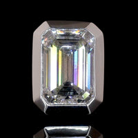 14K White Gold Emerald Cut Lab Diamond Stud Earrings - Bezel Set - 3.41 Carat Total Weight E VS1 GIA Certified - Covaloro Fine Jewelry