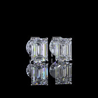 14K White Gold Emerald Cut Lab Diamond Stud Earrings - E-F Color VS1 Clarity - 1.48 Carat Total Weight - Covaloro Fine Jewelry