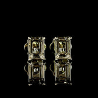 14K White Gold Emerald Cut Lab Diamond Stud Earrings with Four-Prong Setting - 2.45 Carat Total Weight, D Color VS1 Clarity, GIA Certified - Covaloro Fine Jewelry