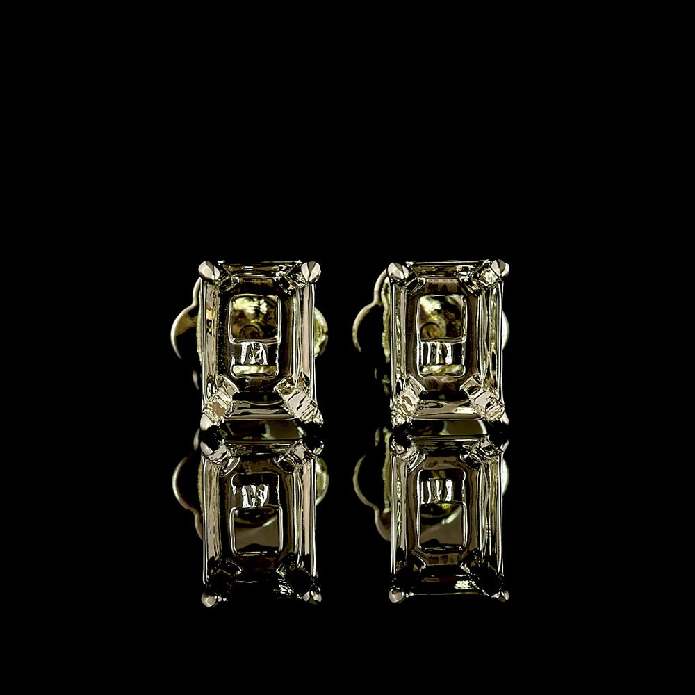 14K White Gold Emerald Cut Lab Diamond Stud Earrings with Four-Prong Setting - 2.45 Carat Total Weight, D Color VS1 Clarity, GIA Certified - Covaloro Fine Jewelry