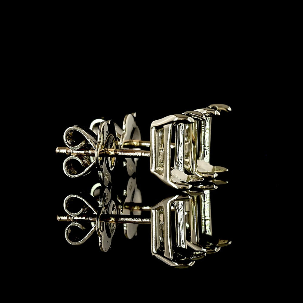 14K White Gold Emerald Cut Lab Diamond Stud Earrings with Four-Prong Setting - 2.45 Carat Total Weight, D Color VS1 Clarity, GIA Certified - Covaloro Fine Jewelry